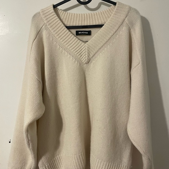 NAADAM V-Neck Men's Sweater in Cream
